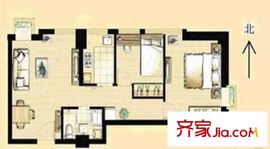 奧克斯盛世天城 1室1廳1衛(wèi)1廚 戶型圖