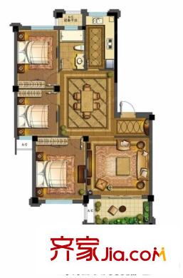 青林灣六期3室2廳戶型圖
