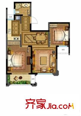 青林灣六期2室1廳戶型圖