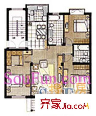 華泰劍橋戶型圖3室2廳 3室2廳2衛(wèi)1廚