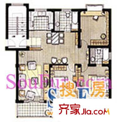 華泰劍橋戶型圖3室2廳 3室2廳2衛(wèi)1廚