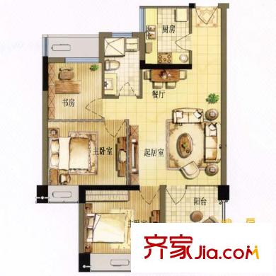 華茂學(xué)府一號(hào)戶型圖C/D戶型 3室2廳