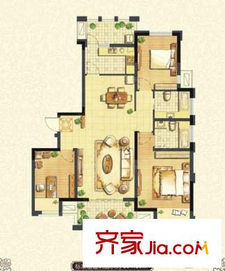 青林灣五期 3室2廳2衛(wèi)戶型圖