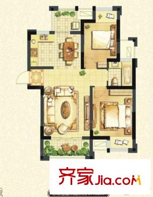 青林灣五期2室2廳戶型圖