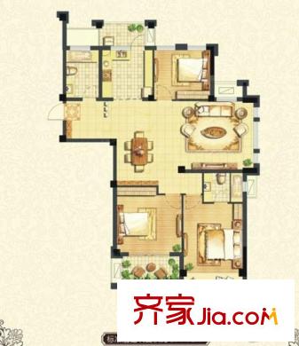 青林灣五期3室2廳2衛(wèi)戶型圖