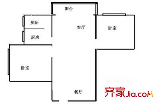 祥兴大厦户型图2室2厅户型图 2室2厅1卫1厨