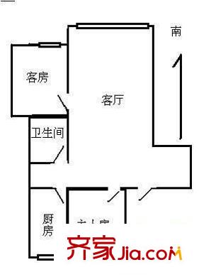 祥兴大厦户型图2室1厅户型图 2室1厅1卫1厨