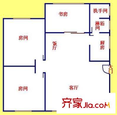 环市东路大院户型图3室2厅户型图 3室2厅1卫1厨