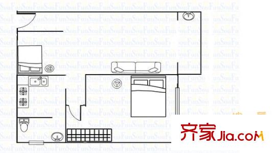 华怡花园户型图2室1厅户型图 2室1厅1卫1厨