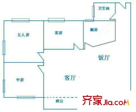华怡花园户型图3室2厅户型图 3室2厅1卫1厨