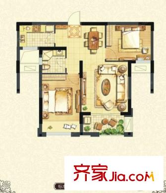 青林灣五期2室2廳戶型圖