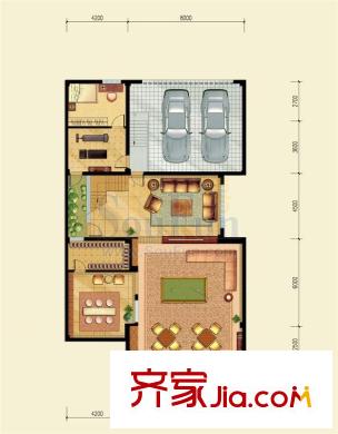 雅戈?duì)栭L島花園別墅E1戶型地下一層 1室3廳