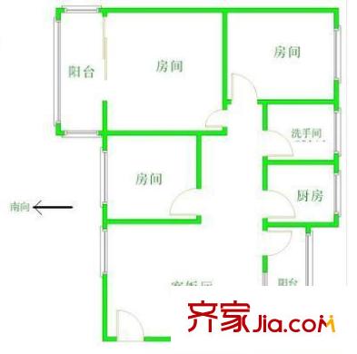 体育西横街小区户型图3室2厅户型图 3室2厅1卫1厨