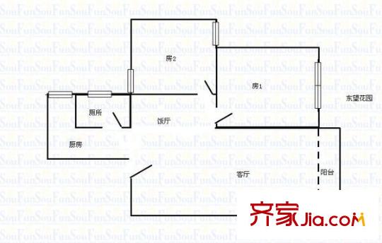 体育西横街小区户型图2室2厅户型图 2室2厅1卫