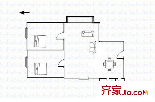华工南秀村户型图2室2厅户型图 2室2厅1卫1厨