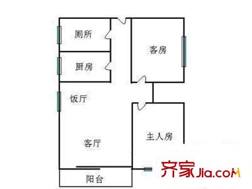 华工南秀村户型图2室2厅户型图 2室2厅1卫1厨