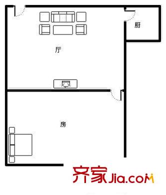 中山三院宿舍楼 1室 户型图