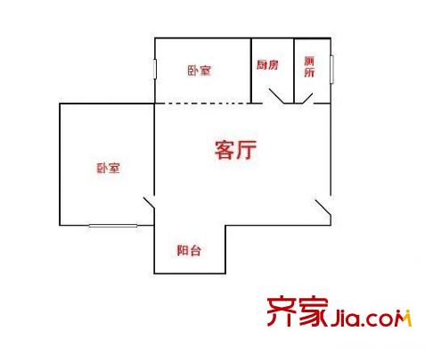 海意名苑户型图2室1厅户型图 2室1厅1卫1厨