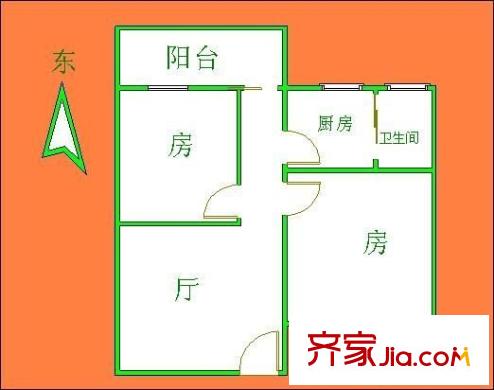 海意名苑户型图2室1厅户型图 2室1厅1卫1厨