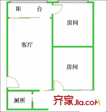 海意名苑户型图2室1厅户型图 2室1厅1卫1厨