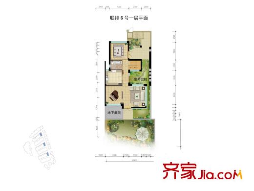 錢湖沐橋戶型圖聯(lián)排6號(hào)樓一層平面 