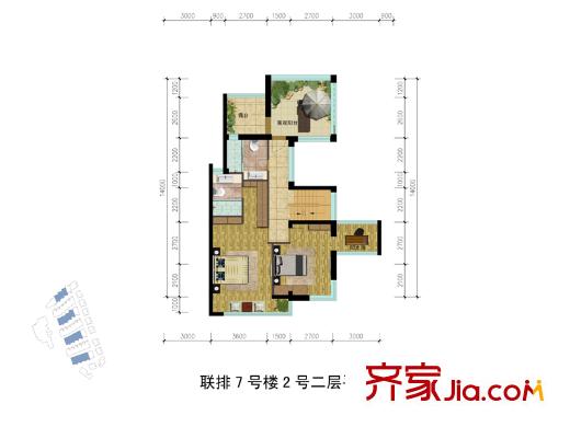 錢湖沐橋戶型圖聯(lián)排7號(hào)樓2號(hào)二層平面 