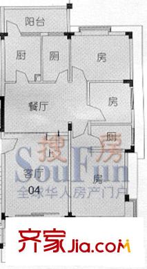 云山翠苑户型图云翠F4-904 3室2厅2卫1厨