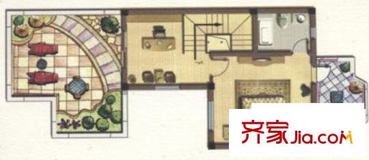半島華府別墅 1室1廳1衛(wèi)1廚 戶型圖