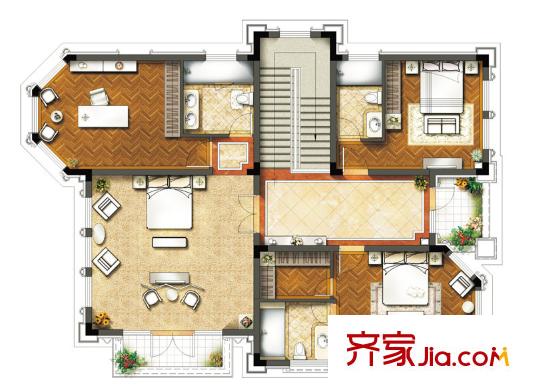 錢湖御景灣Af戶型二層 5室1廳4衛(wèi)1廚