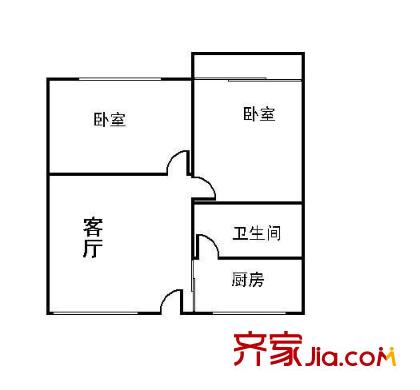 革新路小区户型图2室1厅户型图 2室1厅1卫1厨