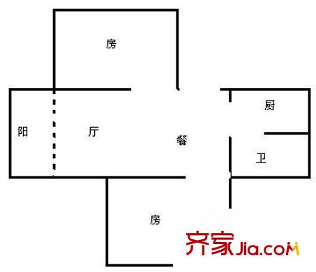 东翠花园户型图2室2厅户型图 2室2厅1卫1厨