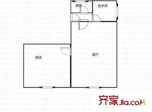东翠花园户型图1室1厅户型图 1室1厅1卫1厨