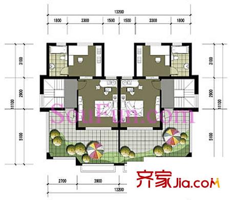 淺水灣城市花園別墅戶型圖4室1廳 4室1廳2衛(wèi)