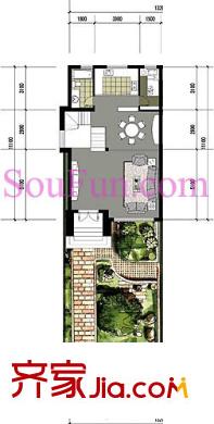 淺水灣城市花園別墅戶型圖3室2廳 3室2廳1衛(wèi)1廚