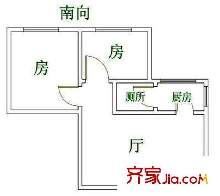 共和西电梯楼户型图2室1厅户型图 2室1厅1卫1厨