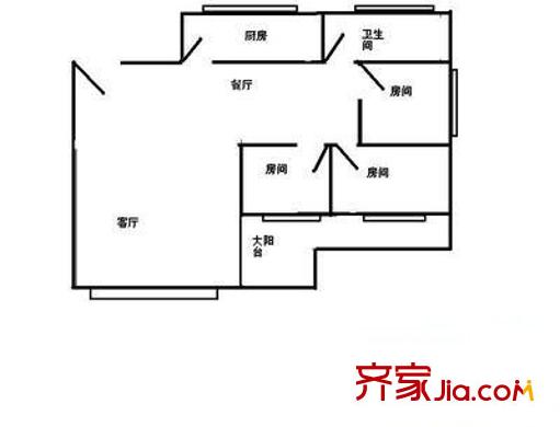 共和西电梯楼户型图3室2厅户型图 3室2厅1卫1厨