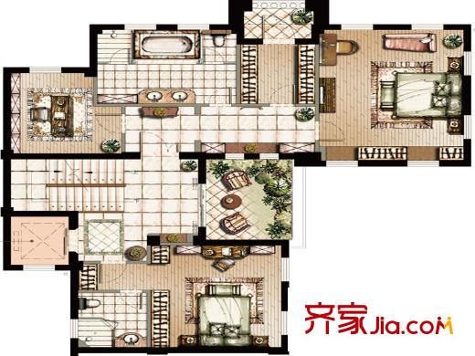 東半島山河墅C2戶型二層 3室2衛(wèi)