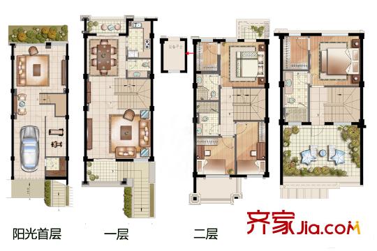 開元九龍湖畔春漫里135平南進(jìn)中間套戶型 4室2廳4衛(wèi)1廚
