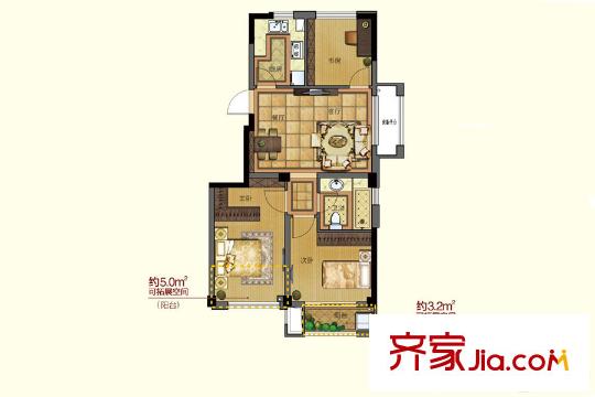 銀億都會(huì)國際B戶型 3室2廳1衛(wèi)1廚