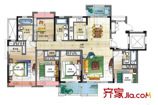 梁祝文化小鎮(zhèn)天逸灣I戶型 5室2廳3衛(wèi)1廚