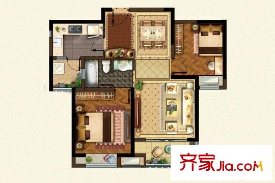 農(nóng)房領(lǐng)尚A戶型 2室2廳1衛(wèi)1廚