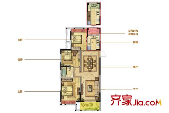 恒威國際城二期C5戶型 3室2廳1衛(wèi)1廚