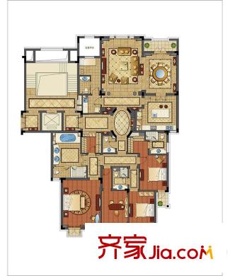 維科上院姚江府平墅4#、6#樓標(biāo)準(zhǔn)層BD戶型 4室2廳5衛(wèi)1廚