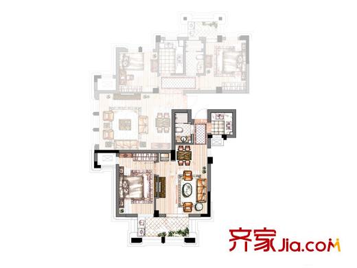 維科上院姚江府高層DDT戶型 1室2廳1衛(wèi)1廚