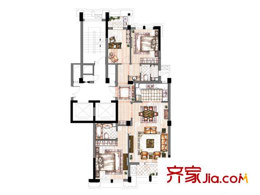 維科上院姚江府高層DB戶型 3室2廳2衛(wèi)1廚