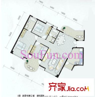雅戈?duì)枛|湖花園二期戶型圖3室2廳 3室2廳2衛(wèi)1廚