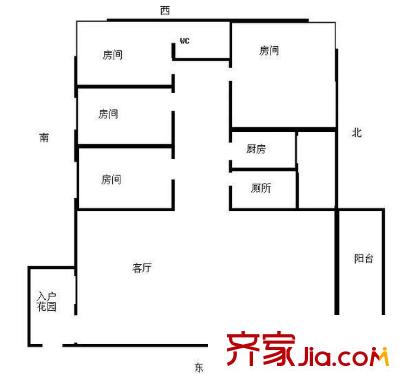 坚真花园第三期 4室 户型图