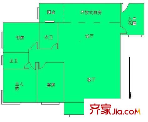 坚真花园第三期 3室 户型图