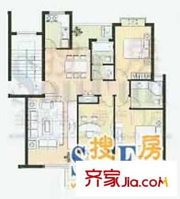 天水家園戶型圖D戶型 3室2廳2衛(wèi)1廚