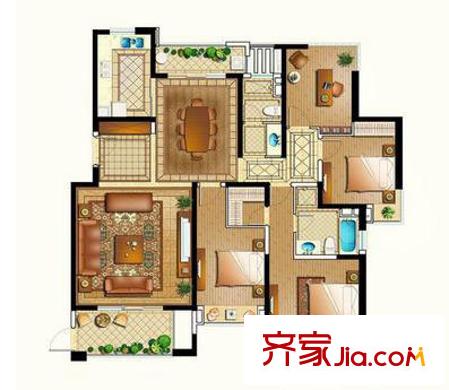 中海雍城世家戶型圖雍城世家 3室2廳2衛(wèi)1廚 戶型圖 3室2廳2衛(wèi)1廚